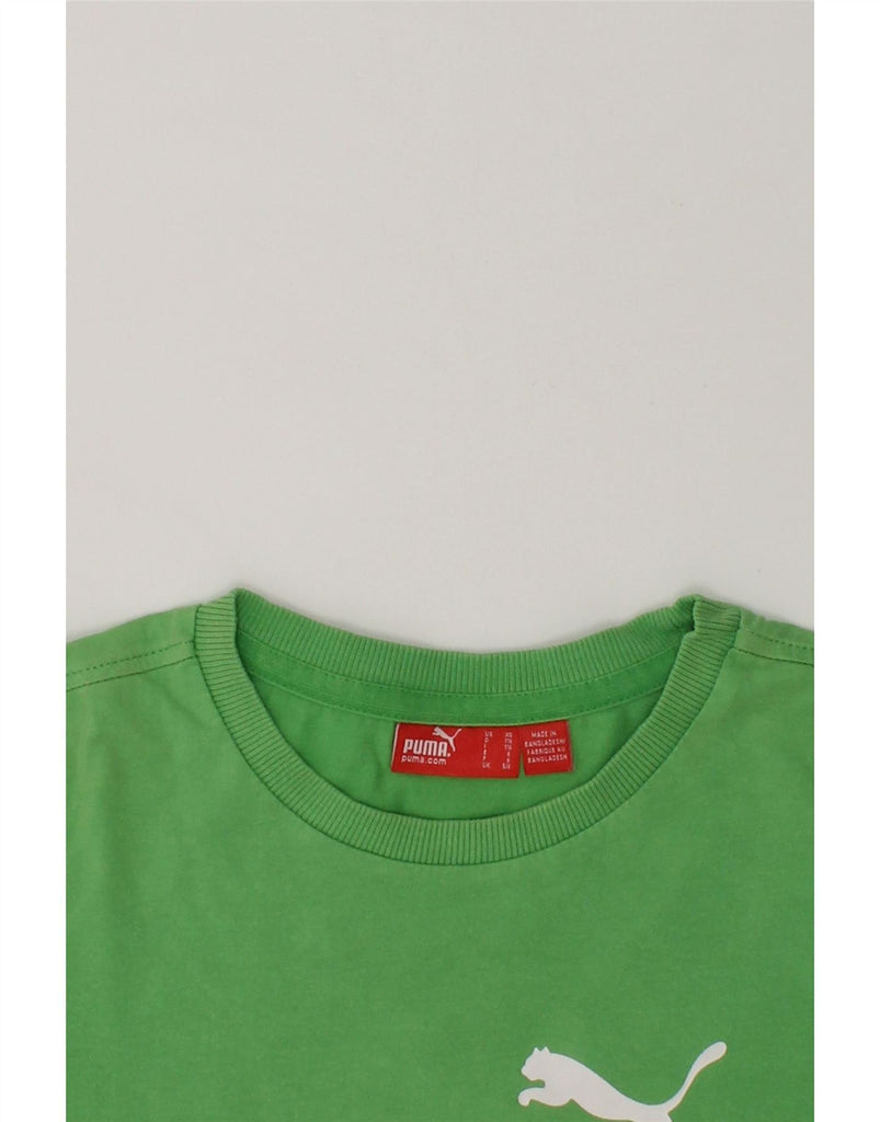 PUMA Boys Graphic T-Shirt Top 5-6 Years Green Cotton | Vintage Puma | Thrift | Second-Hand Puma | Used Clothing | Messina Hembry 