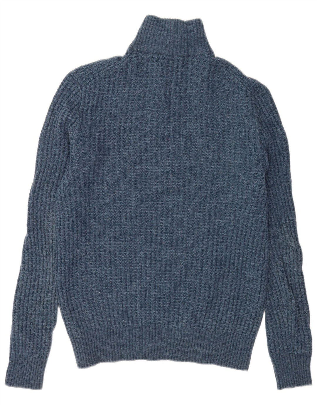Gap Mens Zip Neck Jumper Sweater Small Blue Lambswool
