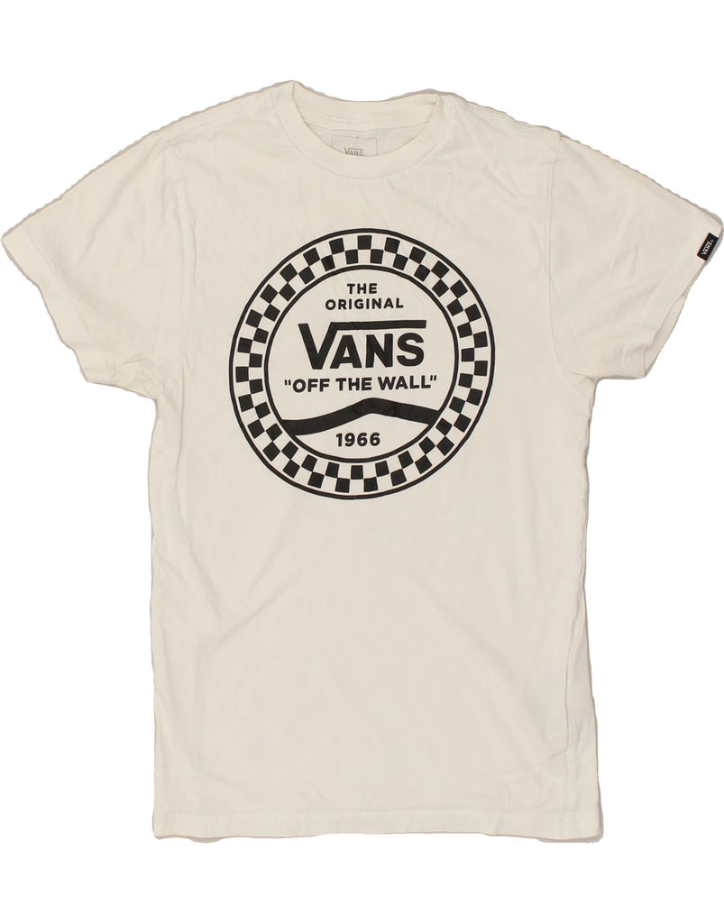 VANS Womens Custom Fit Graphic T-Shirt Top UK 6 XS White Cotton | Vintage Vans | Thrift | Second-Hand Vans | Used Clothing | Messina Hembry 