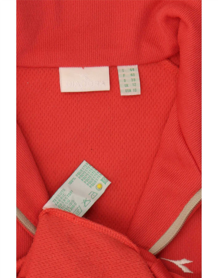Diadora Womens Tracksuit Top Jacket UK 12 Medium Red Colourblock Polyester