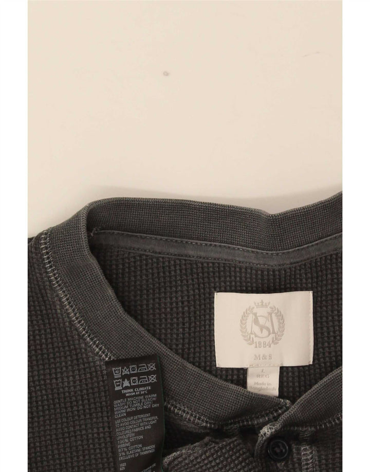 Marks & Spencer Mens Top Long Sleeve Large Grey Cotton