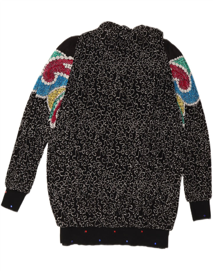 VIRGINIE Womens Oversized V-Neck Jumper Sweater UK 18 XL Black