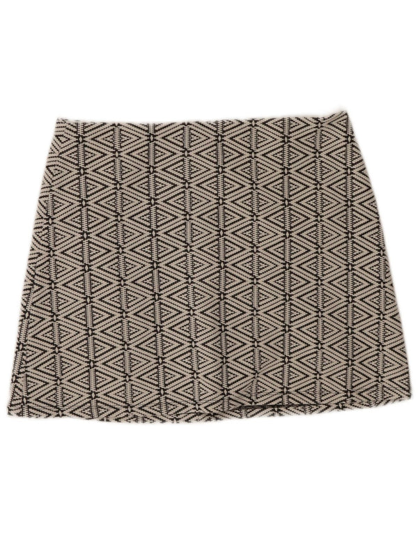 Topshop Womens Mini Skirt UK 14 Large W34 White Geometric Cotton