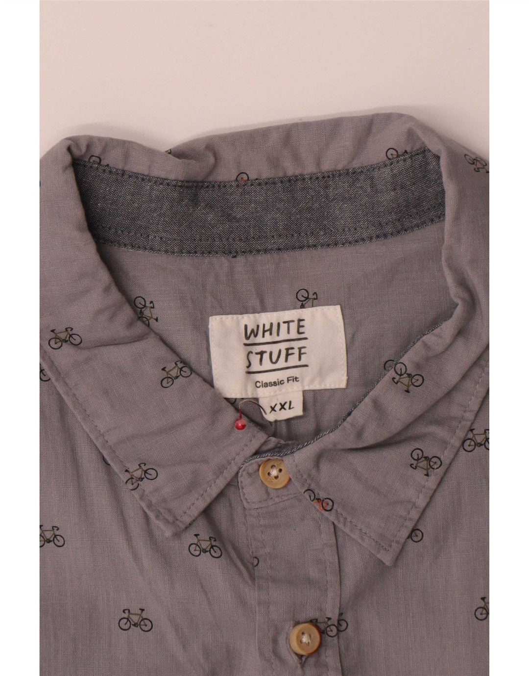 White Stuff Mens Classic Fit Shirt 2XL Grey Spotted Cotton