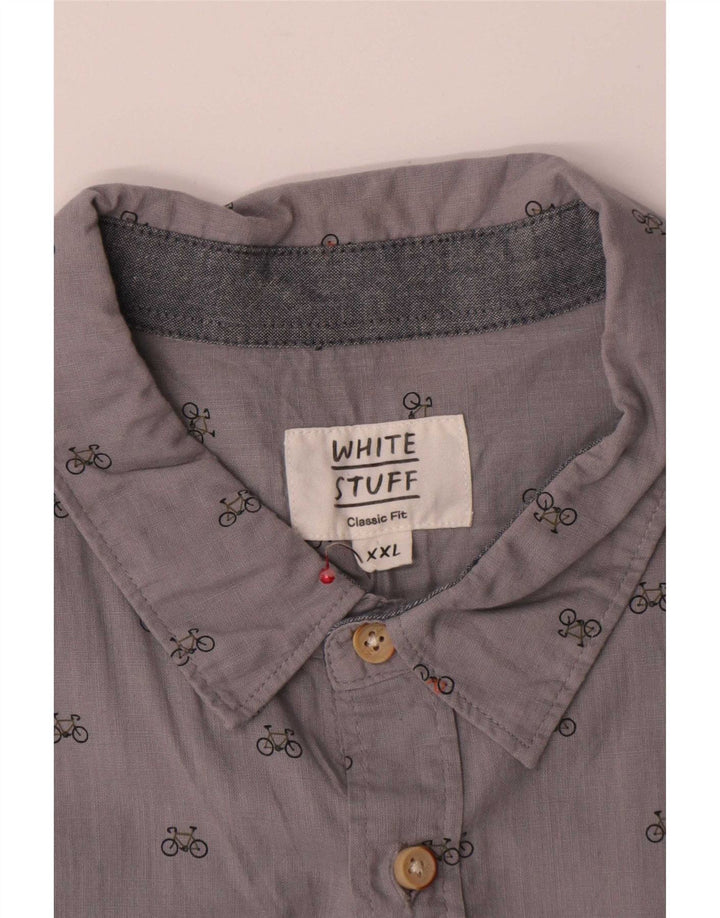 White Stuff Mens Classic Fit Shirt 2XL Grey Spotted Cotton