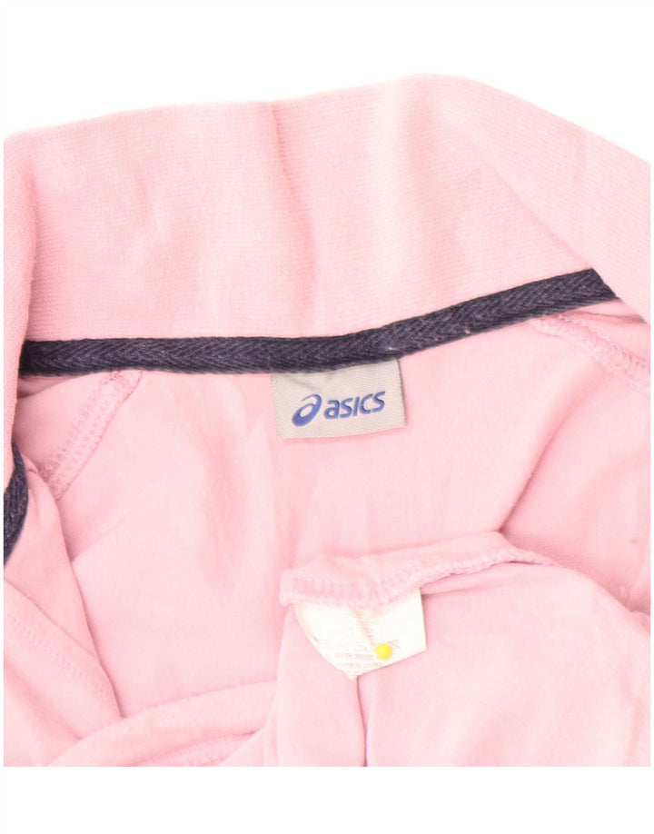Asics Womens Tracksuit Top Jacket UK 12 Medium Pink Cotton