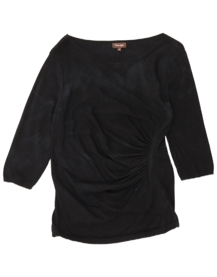 Phase Eight Womens Top 3/4 Sleeve UK 12 Medium  Black Viscose