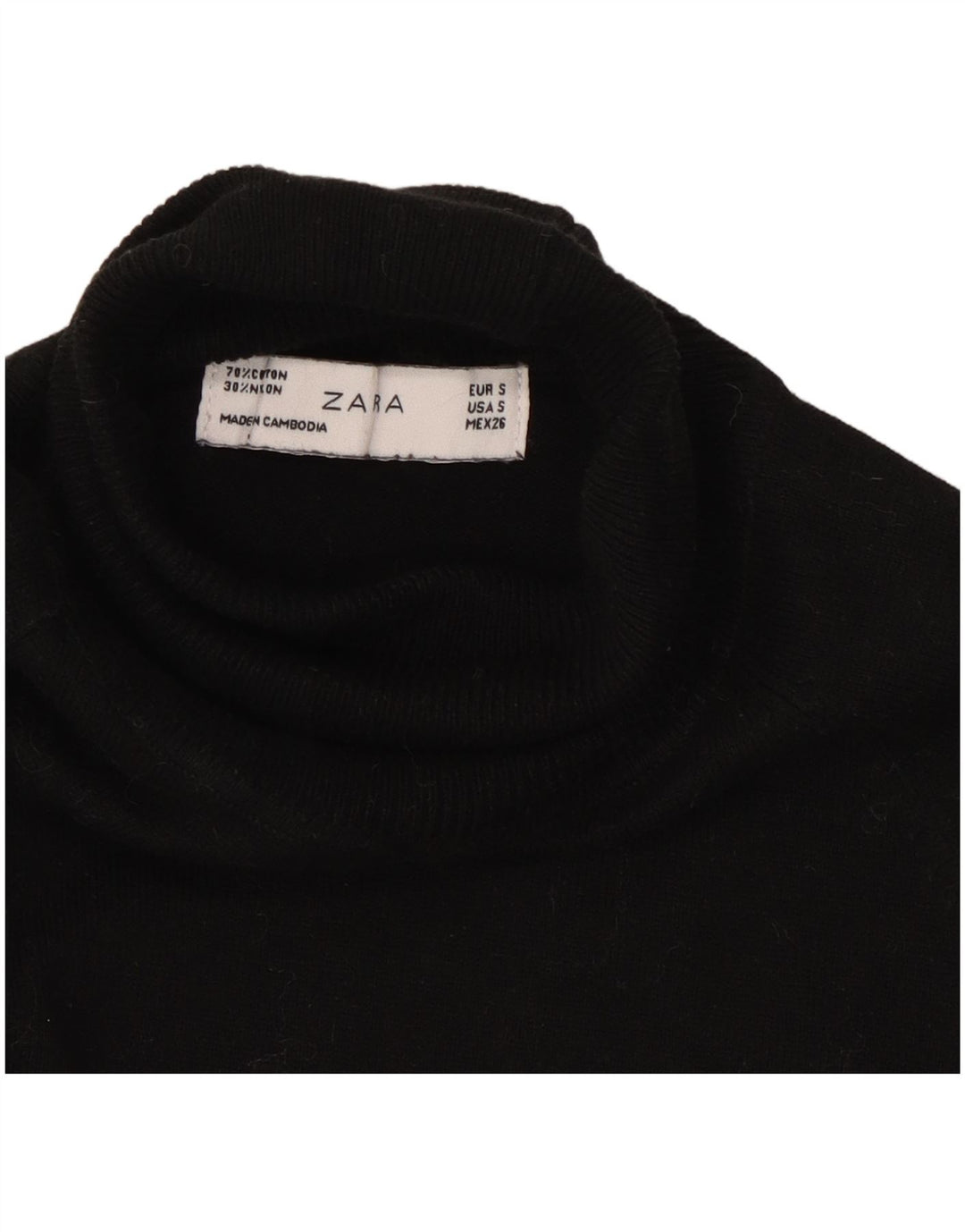 Zara Womens Roll Neck Jumper Sweater UK 8 Small Black