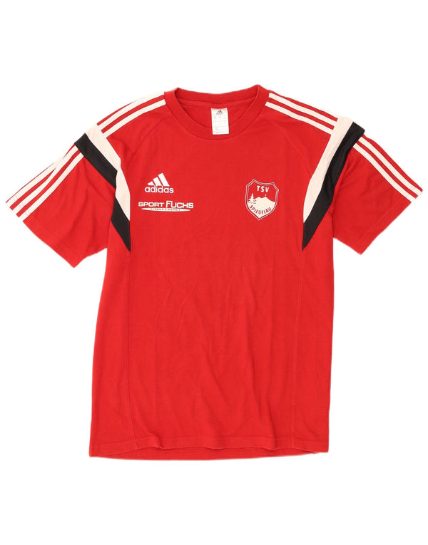 Adidas Mens Graphic T-Shirt Top Medium Red Colourblock Cotton