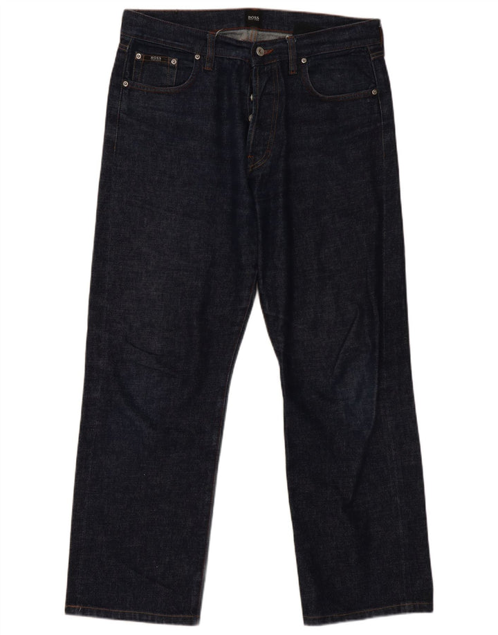 Hugo Boss Womens Straight Jeans W36 L30 Navy Blue Cotton