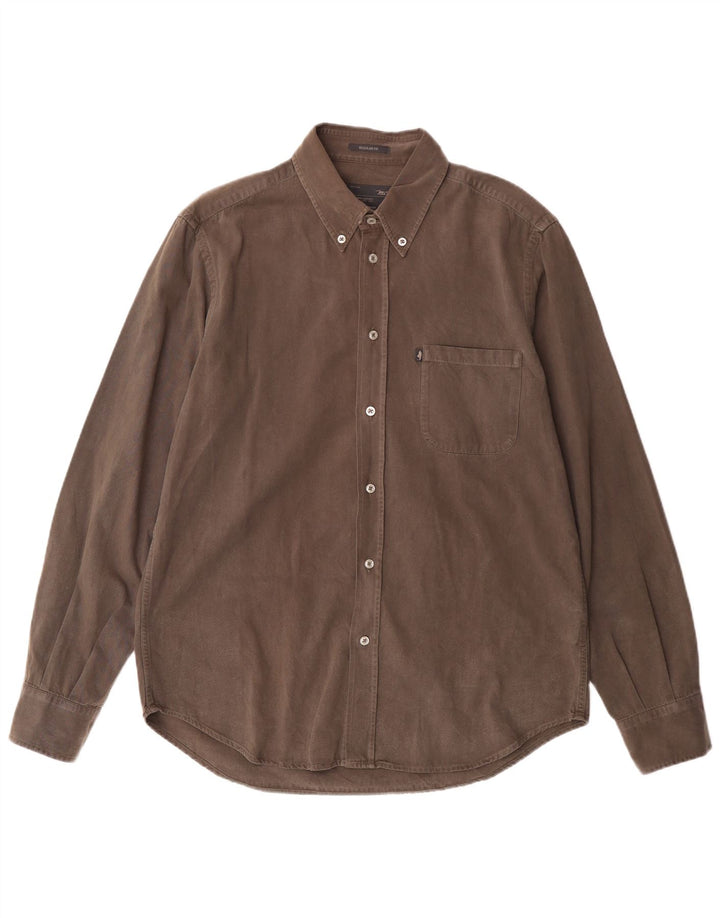 Marlboro Classics Mens Regular Fit Shirt XL Brown Cotton