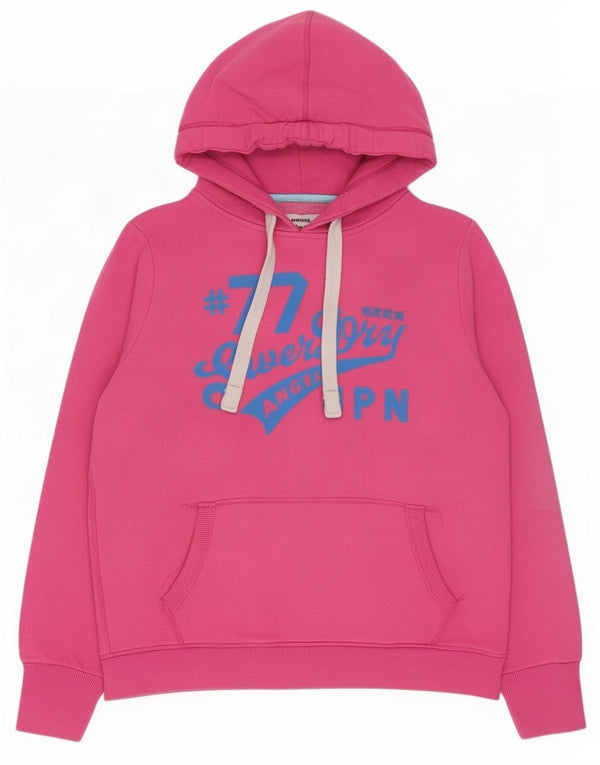 Superdry Womens Graphic Hoodie Jumper UK 18 XL Pink Cotton