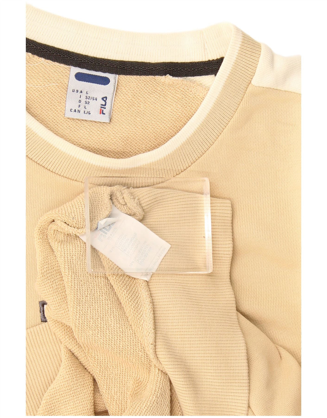 Fila Mens Graphic Sweatshirt Jumper Large Beige Colourblock Cotton