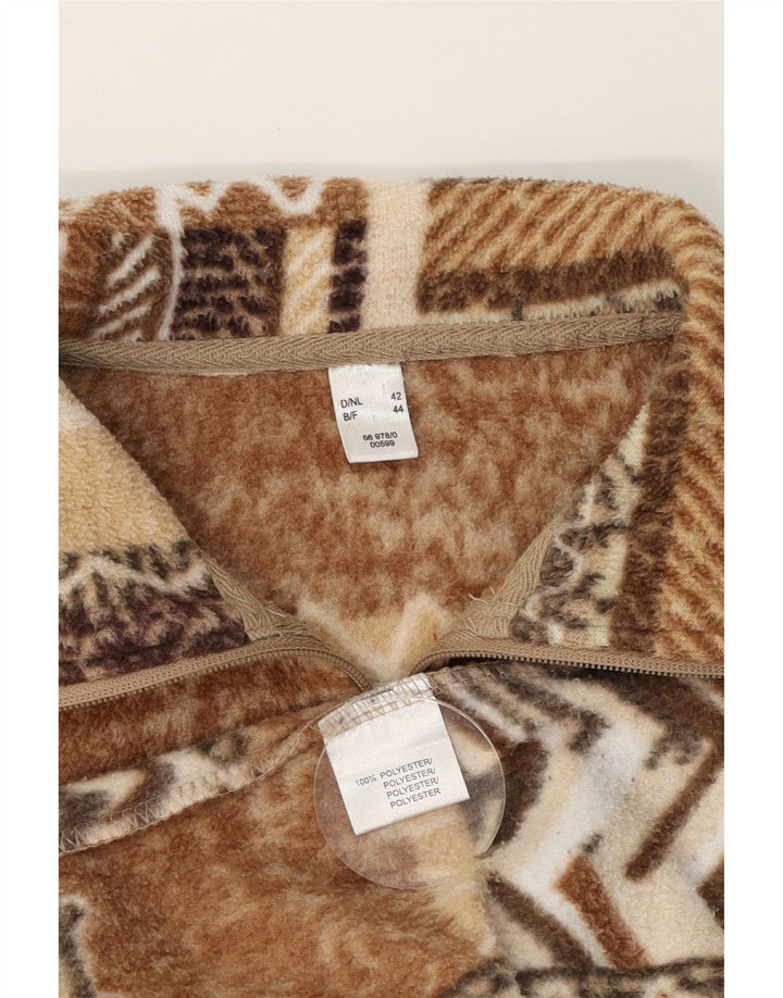 VINTAGE Womens Fleece Jacket EU 42 Large Brown Patchwork Polyester Vintage Vintage and Second-Hand Vintage from Messina Hembry 