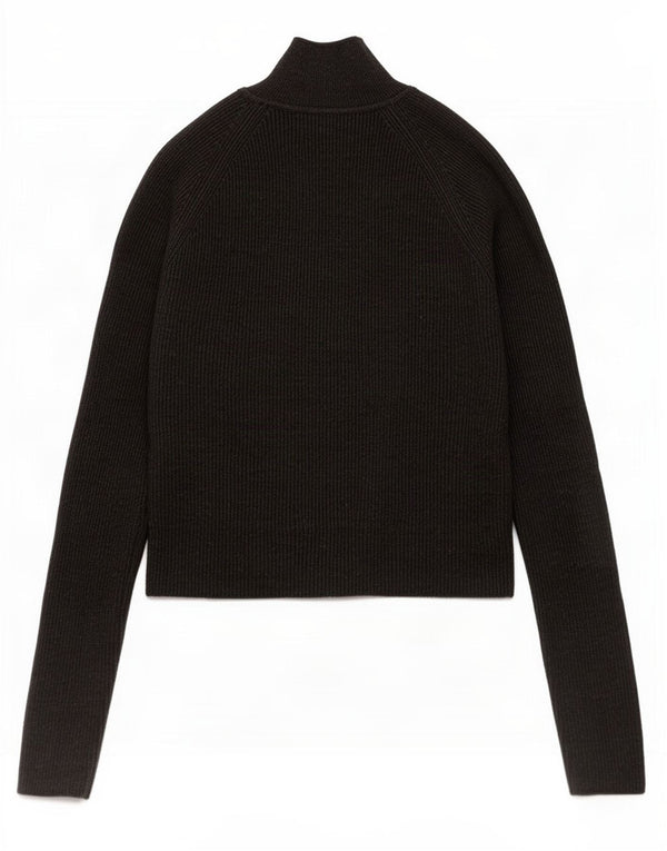 Zara Womens Crop Button Neck Jumper Sweater UK 8 Small Grey Cotton