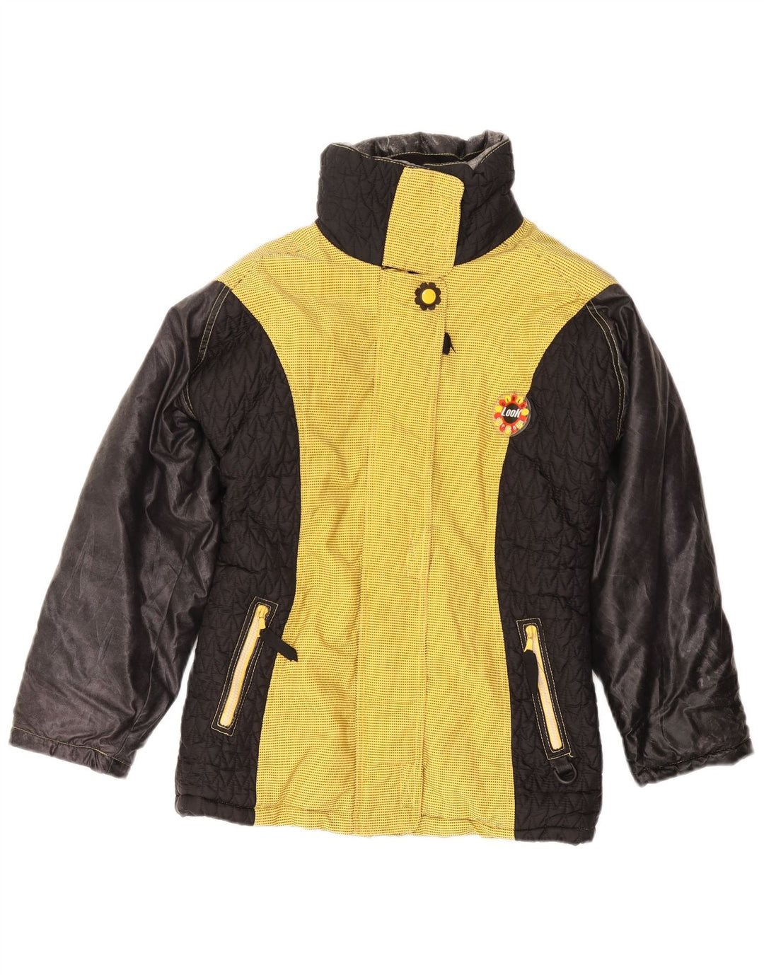 VINTAGE Womens Windbreaker Jacket UK 14 Medium Yellow Colourblock Cotton