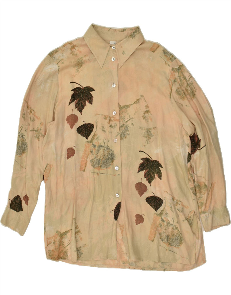 TRU Womens Abstract Pattern Shirt UK 16 Large Beige Viscose Vintage Tru and Second-Hand Tru from Messina Hembry 