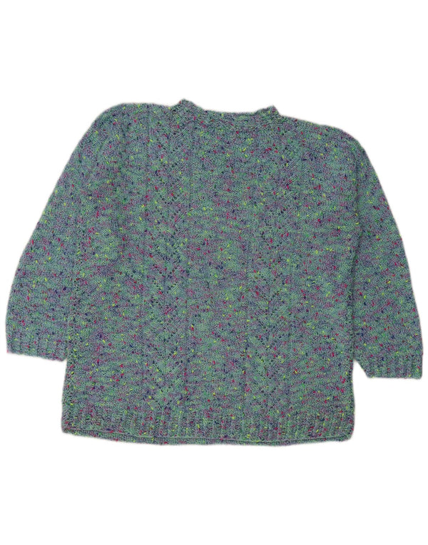 VINTAGE Womens Turtle Neck Jumper Sweater UK 18 XL Blue Flecked