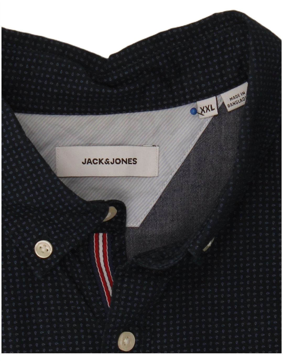 Jack & Jones Mens Shirt 2XL Navy Blue Paisley
