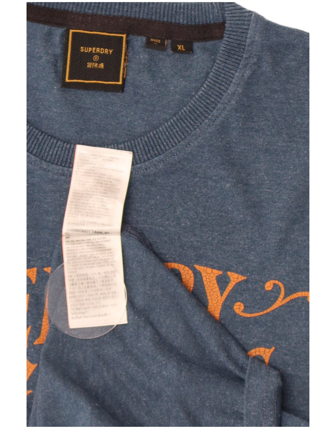Superdry Mens Graphic T-Shirt Top XL Blue Cotton