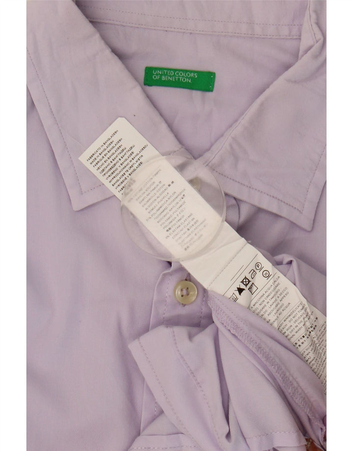 Benetton Mens Shirt Medium Purple Cotton