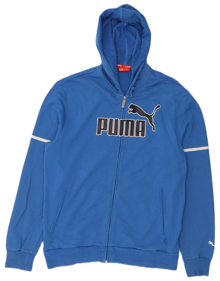 Puma Mens Graphic Zip Hoodie Sweater Large Blue Cotton