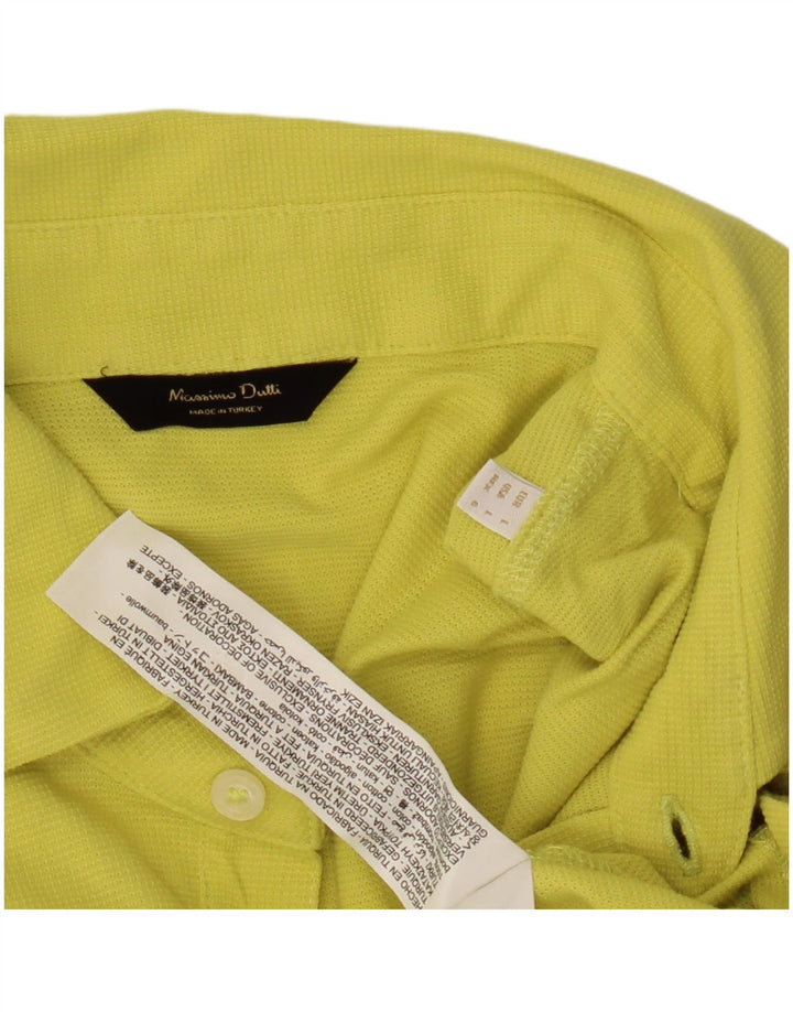 Massimo Dutti Mens Polo Shirt Large Yellow Cotton