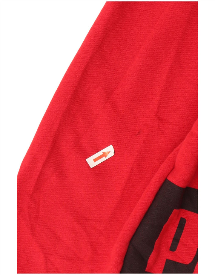 PUMA Mens Graphic Hoodie Jumper Large Red Colourblock