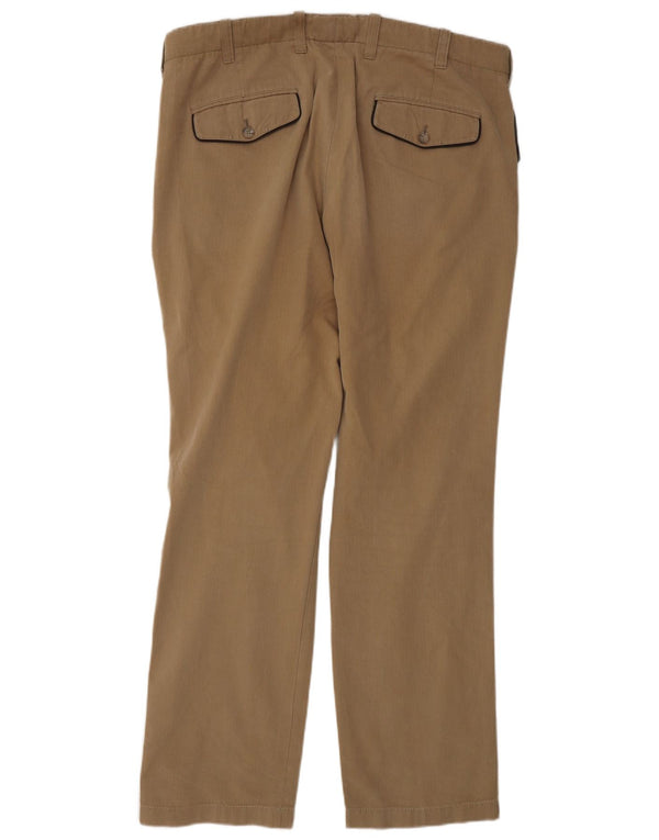 Massimo Dutti Mens Straight Chino Trousers EU 44 Large W34 L31 Beige Cotton