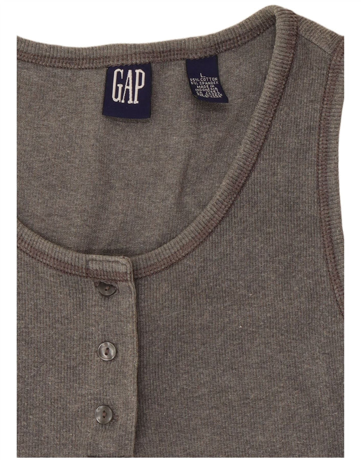 Gap Womens Crop Vest Top UK 14 Large Grey Cotton