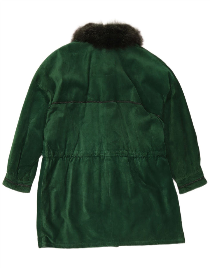 Vinci Womens Oversized Suede Overcoat UK 18 XL Green