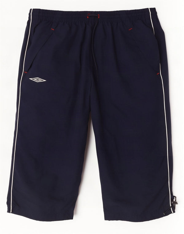 Umbro Mens Graphic Bermuda Sport Shorts Small Navy Blue Polyester