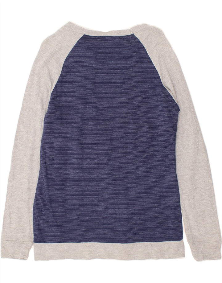 NFL Womens Patriots Sweatshirt Jumper UK 14 Medium Navy Blue Colourblock Vintage NFL and Second-Hand NFL from Messina Hembry 