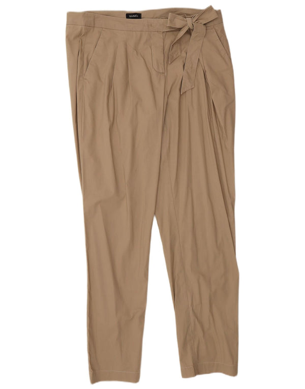 Max & Co. Womens Pegged Chino Trousers UK 14 Large W34 L30 Beige Cotton