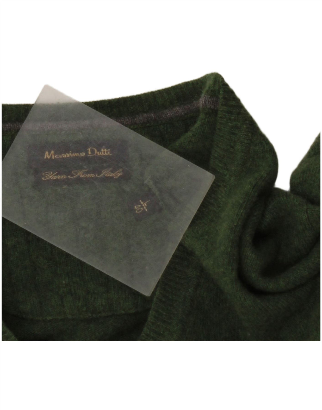 MASSIMO DUTTI Mens V-Neck Jumper Sweater Large Green