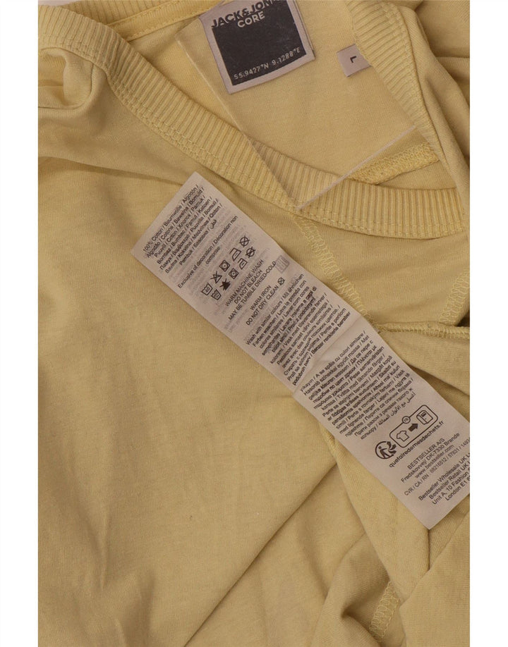 JACK & JONES Mens T-Shirt Top Large Yellow Cotton