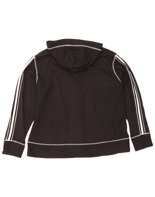 Marks & Spencer Womens Zip Hoodie Sweater UK 20 2XL Black Striped Cotton