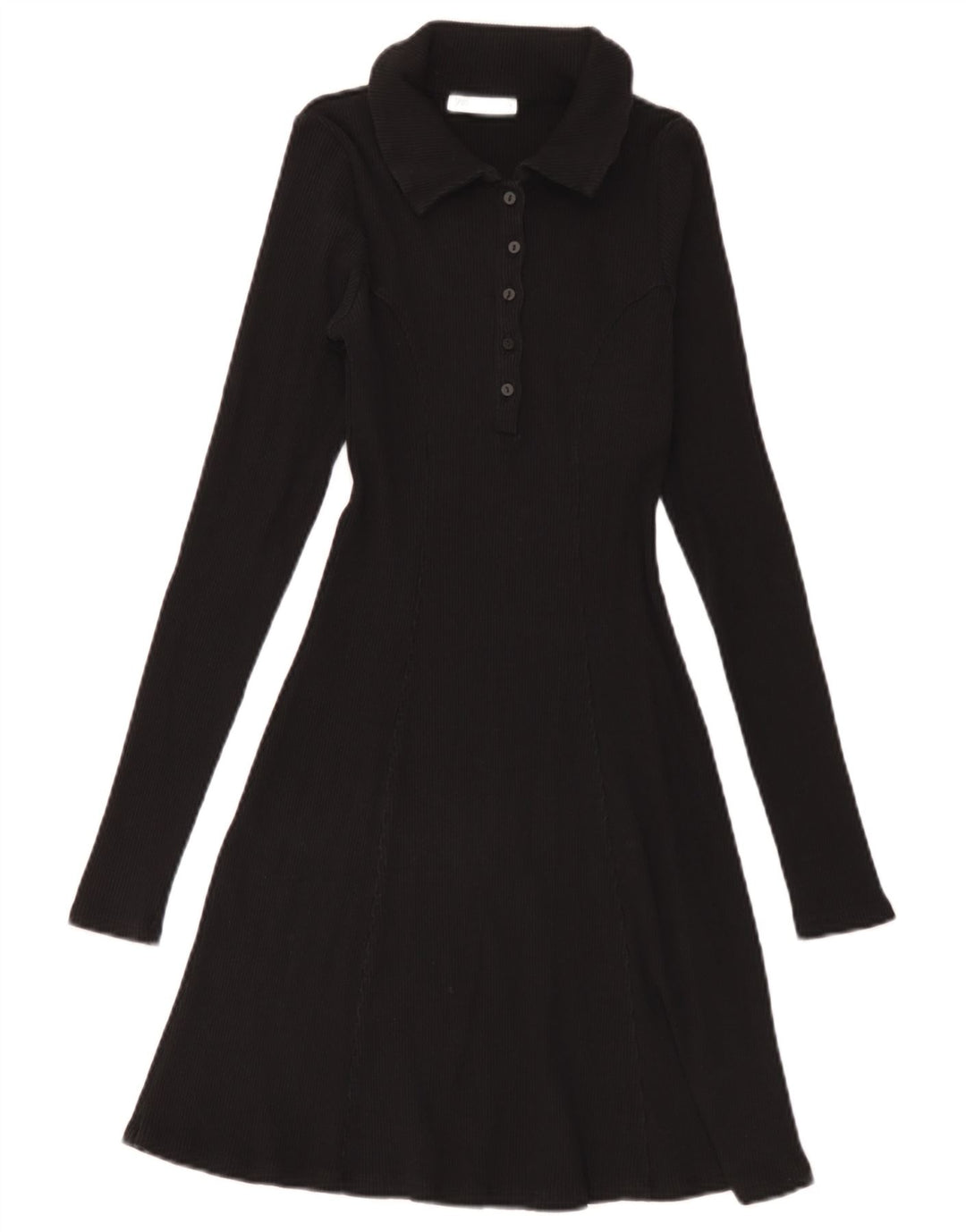Zara Womens Long Sleeve Polo Dress UK 12 Medium Black