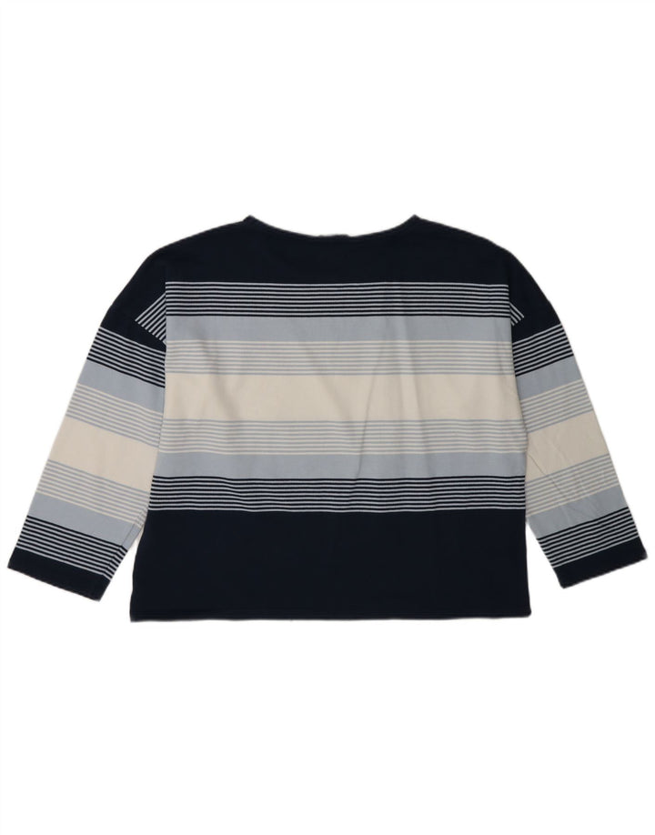 Crew Clothing Womens Top Long Sleeve UK 14 Medium Navy Blue Striped