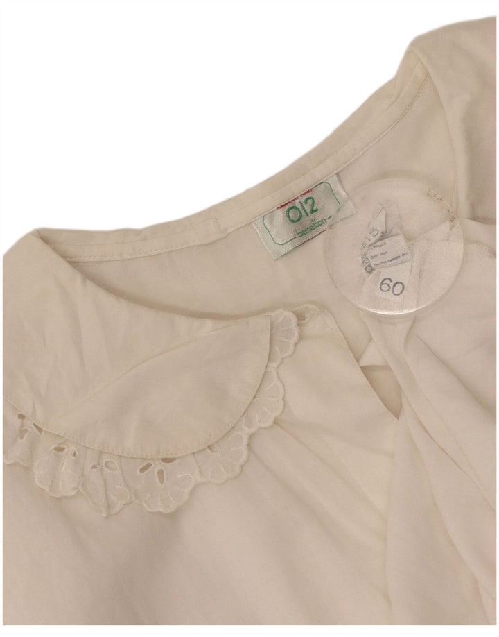 Benetton Womens Shirt Blouse UK 8 Small Off White Cotton