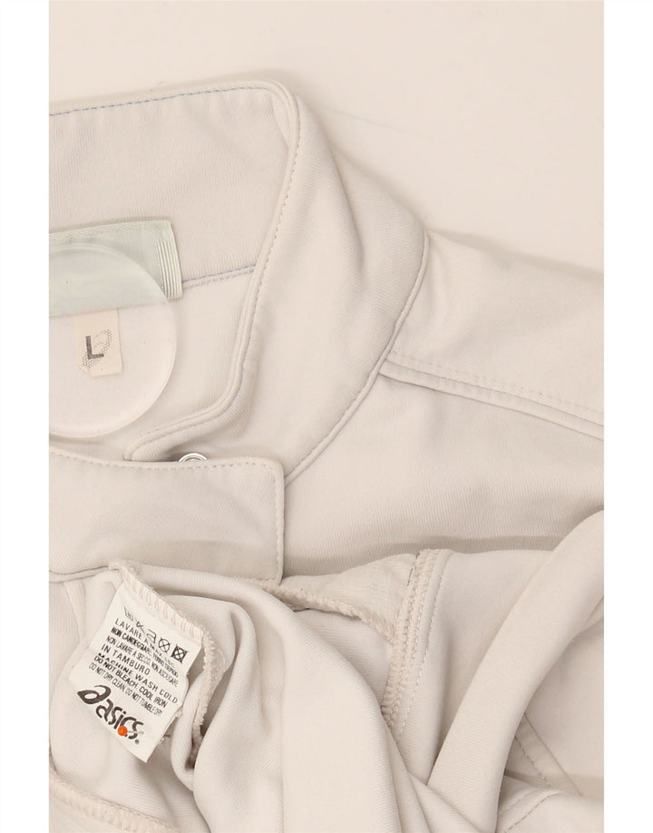 ASICS Womens Tracksuit Top Jacket UK 14 Large White Polyamide