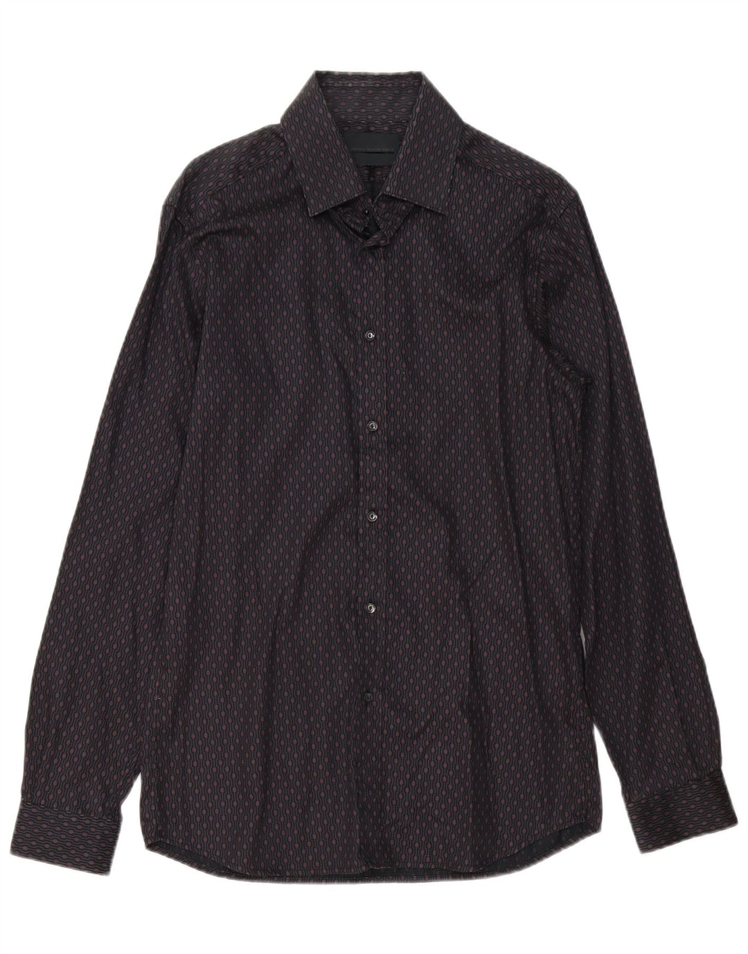 Diesel Mens Shirt IT 48 Medium Burgundy Geometric Cotton