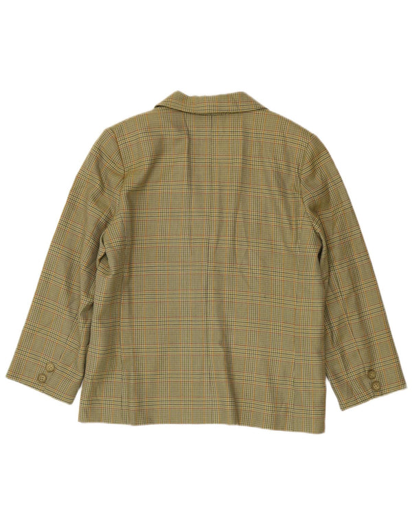Luisa Spagnoli Womens 3/4 Sleeve Blazer Jacket IT 46 Large Green Check