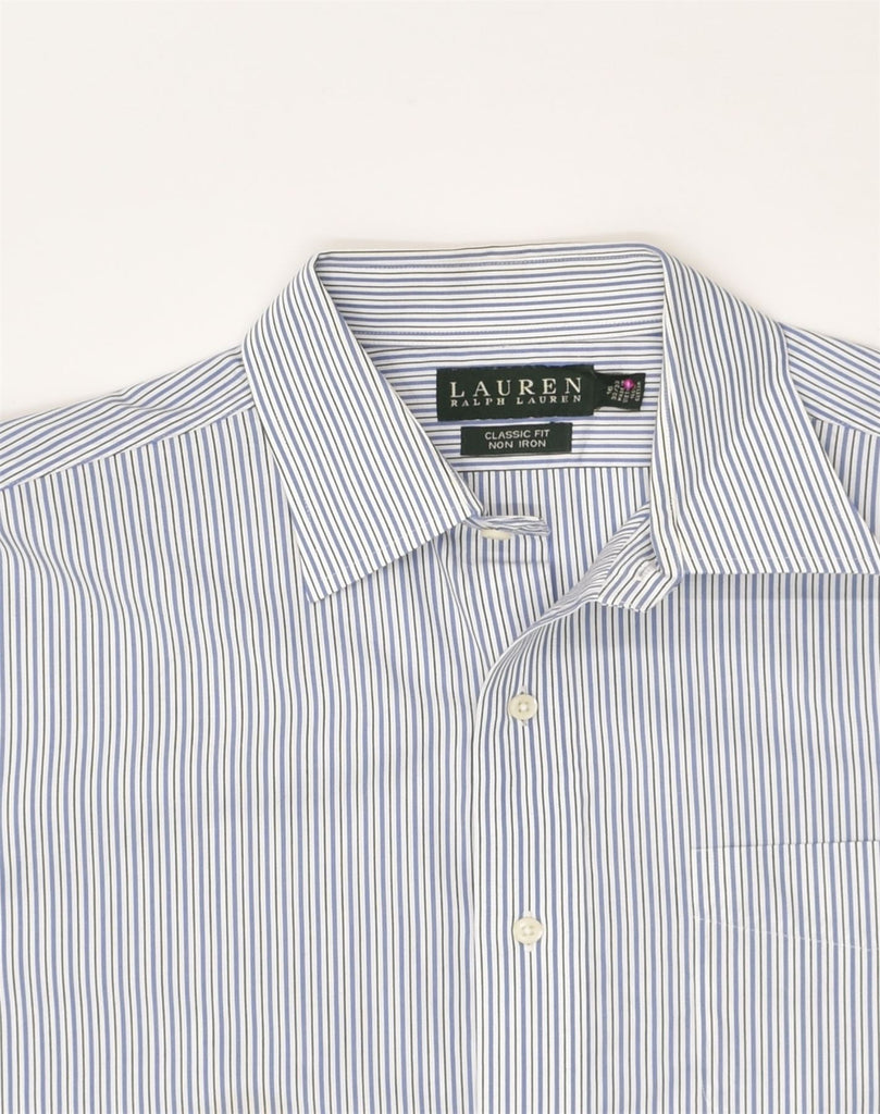 RALPH LAUREN Mens Classic Fit Shirt Size 16 Large Blue Striped Cotton | Vintage Ralph Lauren | Thrift | Second-Hand Ralph Lauren | Used Clothing | Messina Hembry 