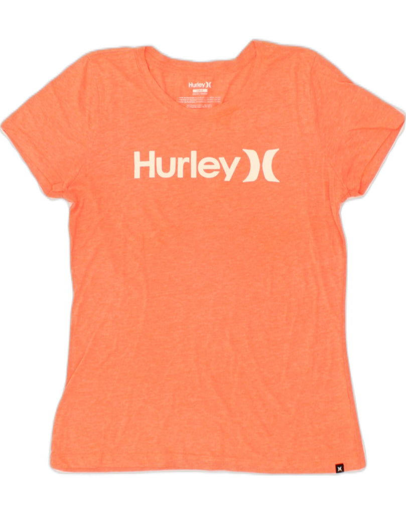 HURLEY Womens Graphic T-Shirt Top UK 14 Large Orange Cotton | Vintage Hurley | Thrift | Second-Hand Hurley | Used Clothing | Messina Hembry 