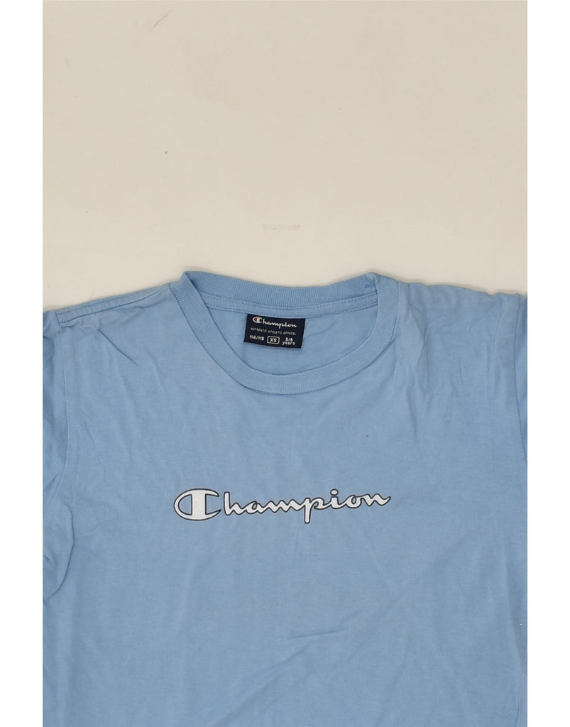 CHAMPION Boys Graphic T-Shirt Top 5-6 Years XS  Blue Cotton | Vintage Champion | Thrift | Second-Hand Champion | Used Clothing | Messina Hembry 