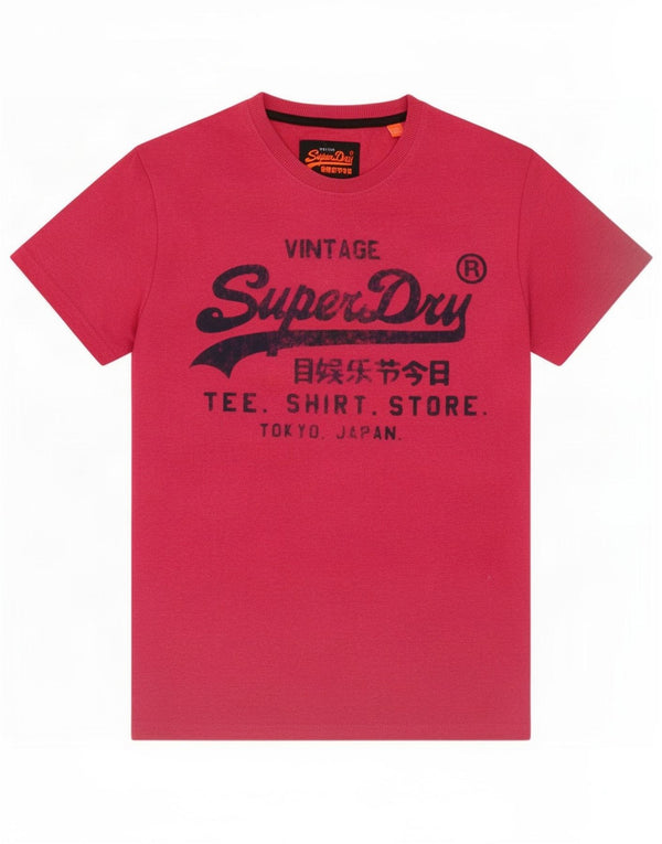Superdry Mens Graphic T-Shirt Top Small Pink Cotton
