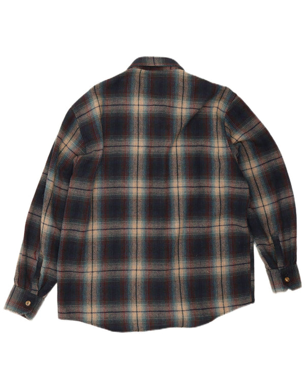European Project Mens Flannel Shirt Large Navy Blue Check