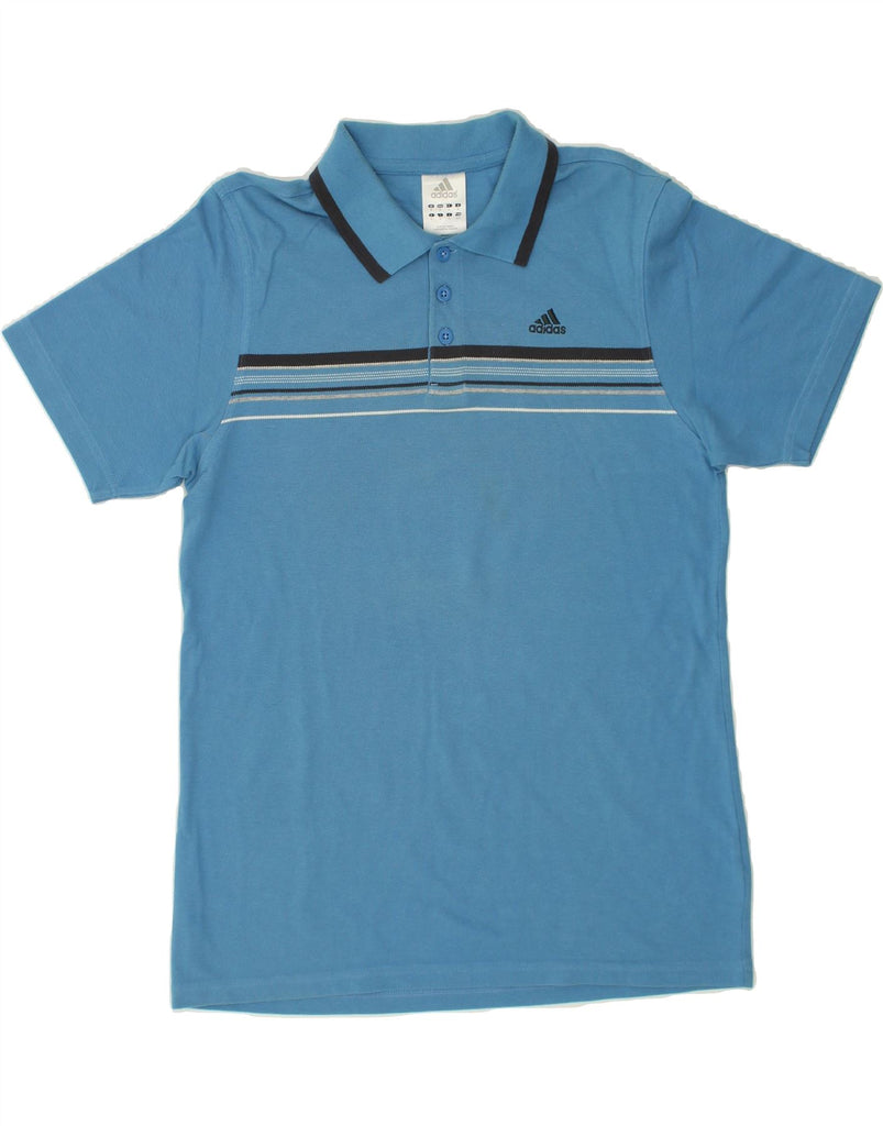 ADIDAS Mens Polo Shirt Medium Blue Striped Cotton | Vintage Adidas | Thrift | Second-Hand Adidas | Used Clothing | Messina Hembry 