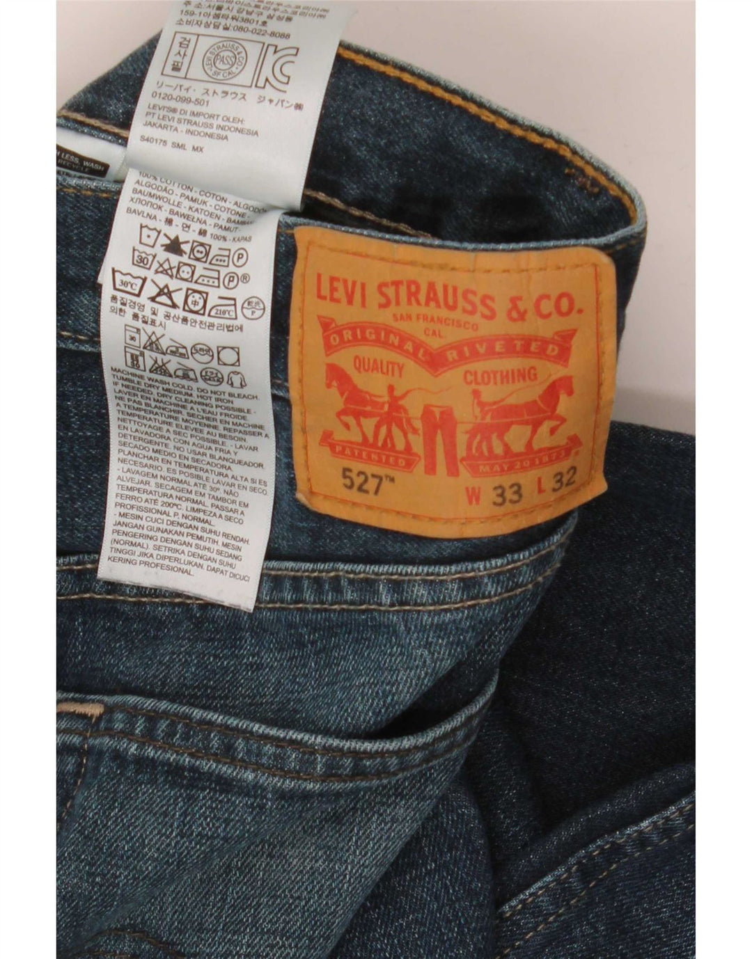 Levi's Mens 527 Bootcut Jeans W33 L32 Blue Cotton